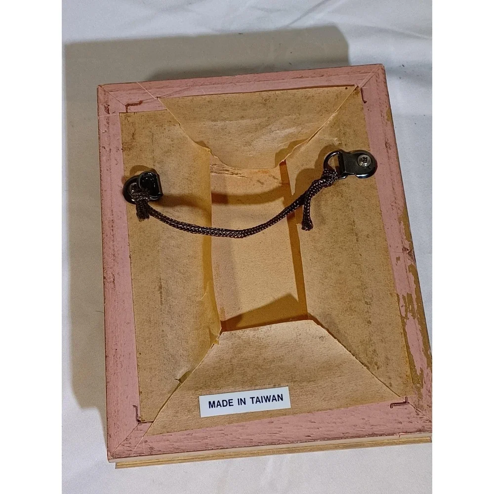 Gold Wood Rectangular Wall Mirror Rope Trim Vintage Hanging Accent Decor Taiwan‎